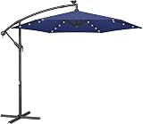 SONGMICS Cantilever Garden Parasol Umbrella with Base 3m Navy Blue