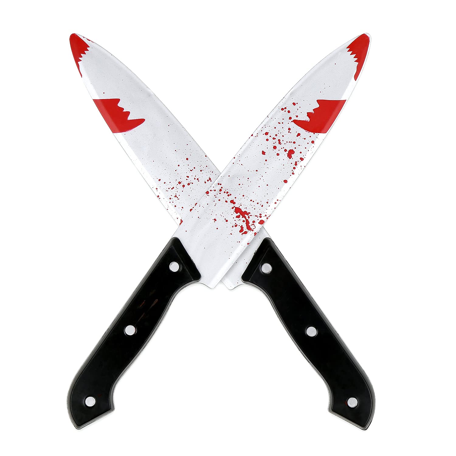 Photo 1 of DERAYEE 2PCS Halloween Prop Knife, 12 Inch Plastic Fake Knife Halloween Classic Horror Prank Props for Scary Halloween Party, Cosplay (Sliver)