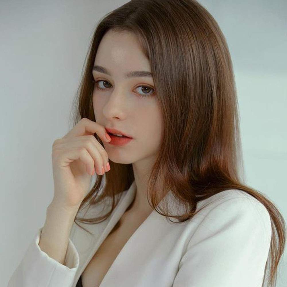 Natural Brown Synthetic Wig Long Straight Synthetic Wigs for Women #27 Color Full Wig Medium Length Straight Synthetic Hair 16 inches