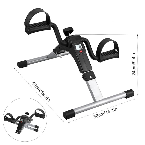 FOLDING PEDAL EXERCISER, MINI EXERCISE BIKE UNDER DESK BIKE FOOT PEDAL EXERCISER, FOOT HAND CYCLE PORTABLE PEDDLER MACHINE BICYCLE EXERCISER ARM LEG EXERCISER WHILE SITTING (SILVER)
