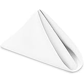 DWCN Cloth Napkins Set of 6, 18 x 18 Inch, Washable White Reusable Dinner Napkins with Hemmed Edges for Restaurant, Wedding a