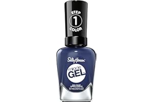 Sally Hansen Miracle Gel Salon Quality Nail Polish | Gel-Like Formula, Two-Step System, No UV Light Needed, Long Lasting | Opaque | 609 Midnight Mod | Navy Blue Nail Polish