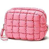 Unilily Quilted Makeup Bag Puffy Cosmetic Bag Cute Puffer Travel Toiletry Bag for Women, Small Makeup Pouch for Purse Quilted Cosmetic Pouch for Essentials Toiletries, Gift for Women, Girls