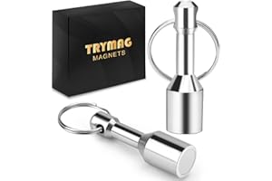 TRYMAG Keychain Magnets for Testing Brass, 2 Pack Pocket Keychain with Magnetic Rare Earth, Gold Silver Jewelry Test Magnet H