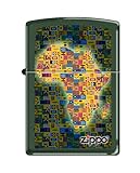 Zippo Lighter-African Map Design Green Matte