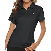 TBMPOY Women's Golf Polo Short Sleeve Shirts Lightweight Moisture Wicking Collared T Shirt Quick Dry 4-Button
