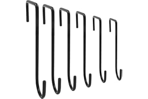 Hitefu 6PCS Vinyl Fence Hooks, 2 x 6 Inches Patio Hooks, Black Powder Coated Steel Hangers for Hanging Bird Feeder, Plants, Lights, Planters, Pool Equipment