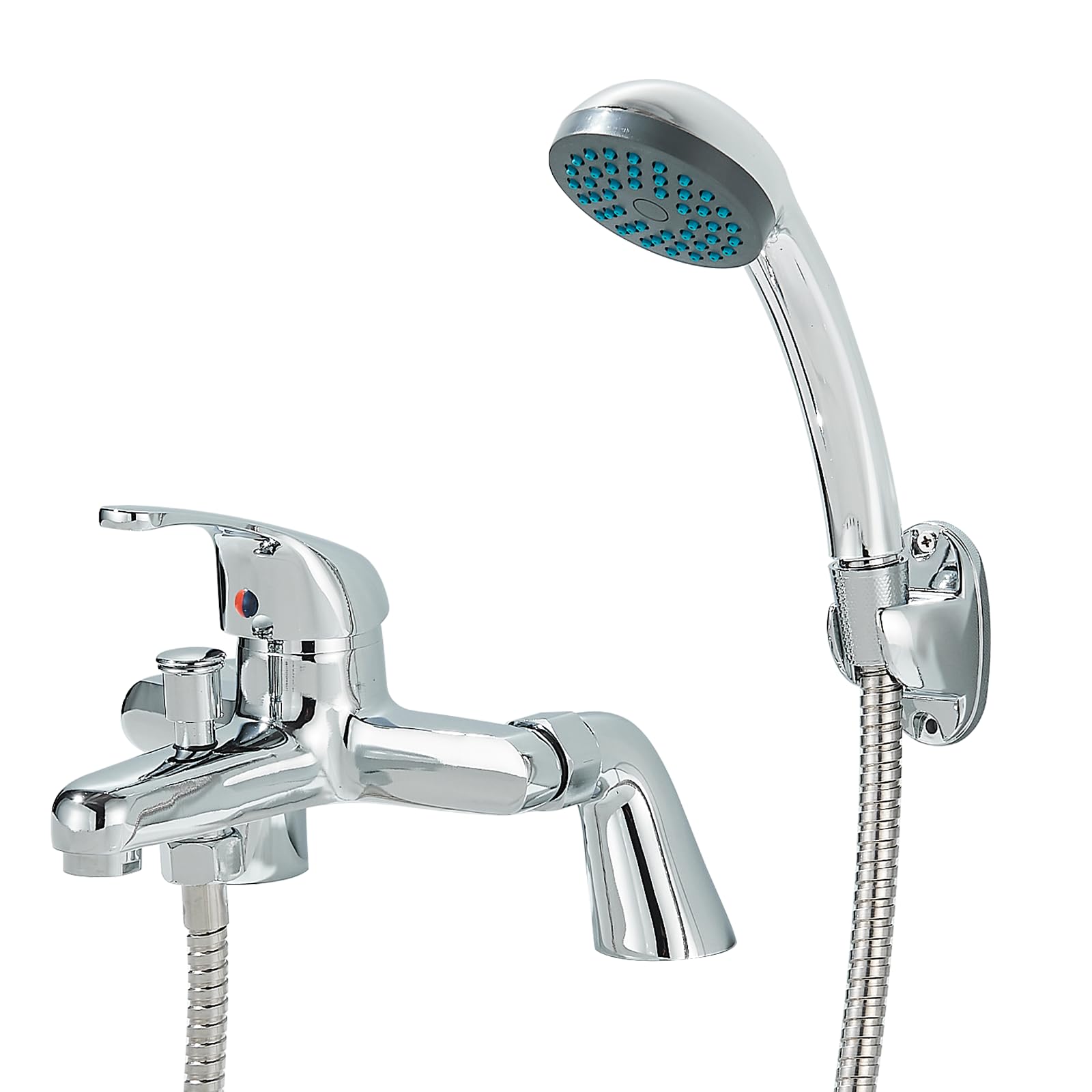 TVTIUO Modern Bathroom Sink Faucet with Shower Mixer, Modern Bathroom Curved Bathtub Shower Mixer with Shower Handle and Hose Brass Base Mounted Single Handle Chrome Faucet