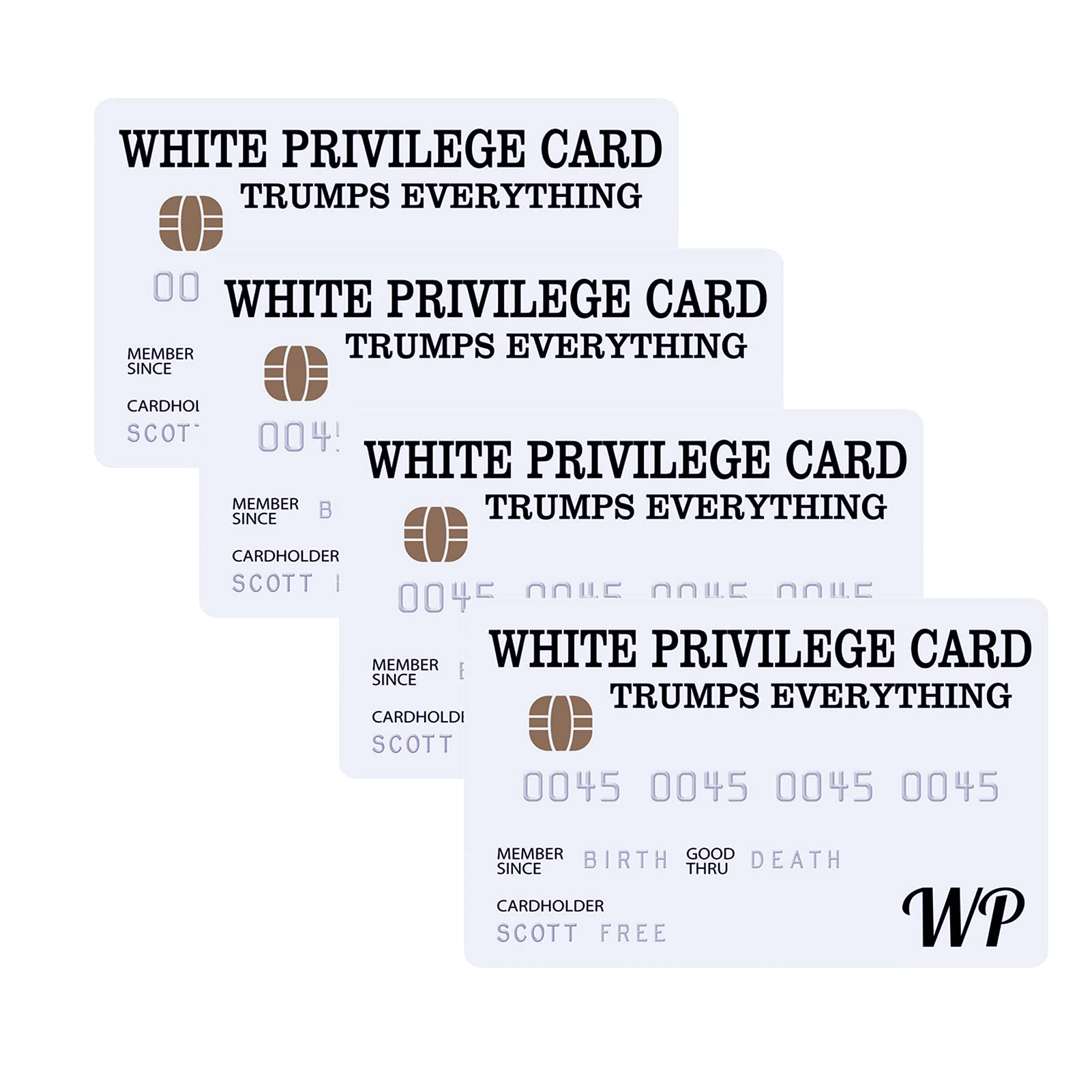 White Privilege Card, 4PCS Trumps Everything Funny Card Joke Wallet Inspirational Cards Sets, Funny White Privilege Credit Card to Spoil Your Wife, Husband, for Parties, Christmas, Thanksgiving