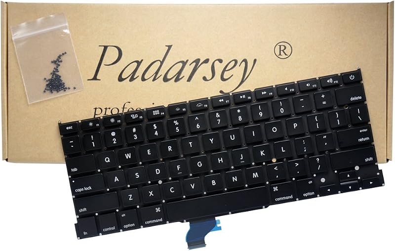 Padarsey Replacement Keyboard US Black for MacBook Pro A1502 2013-2015 Retina