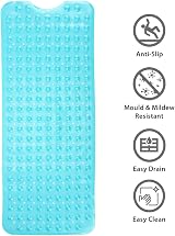 ANSIO Bath Mat Non Slip 100x40 cm Teal - Anti Mould PVC With Drain Holes view 2