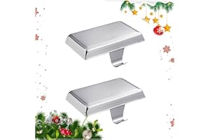 Guojanfon Christmas Stocking Holder Bases - Mantel Stocking Hangers Hanging Hooks for Fireplace Stand Hanger Holder Weighted Hangers for Xmas Holiday Decoration (Black of 2) (2 Silver, 2)