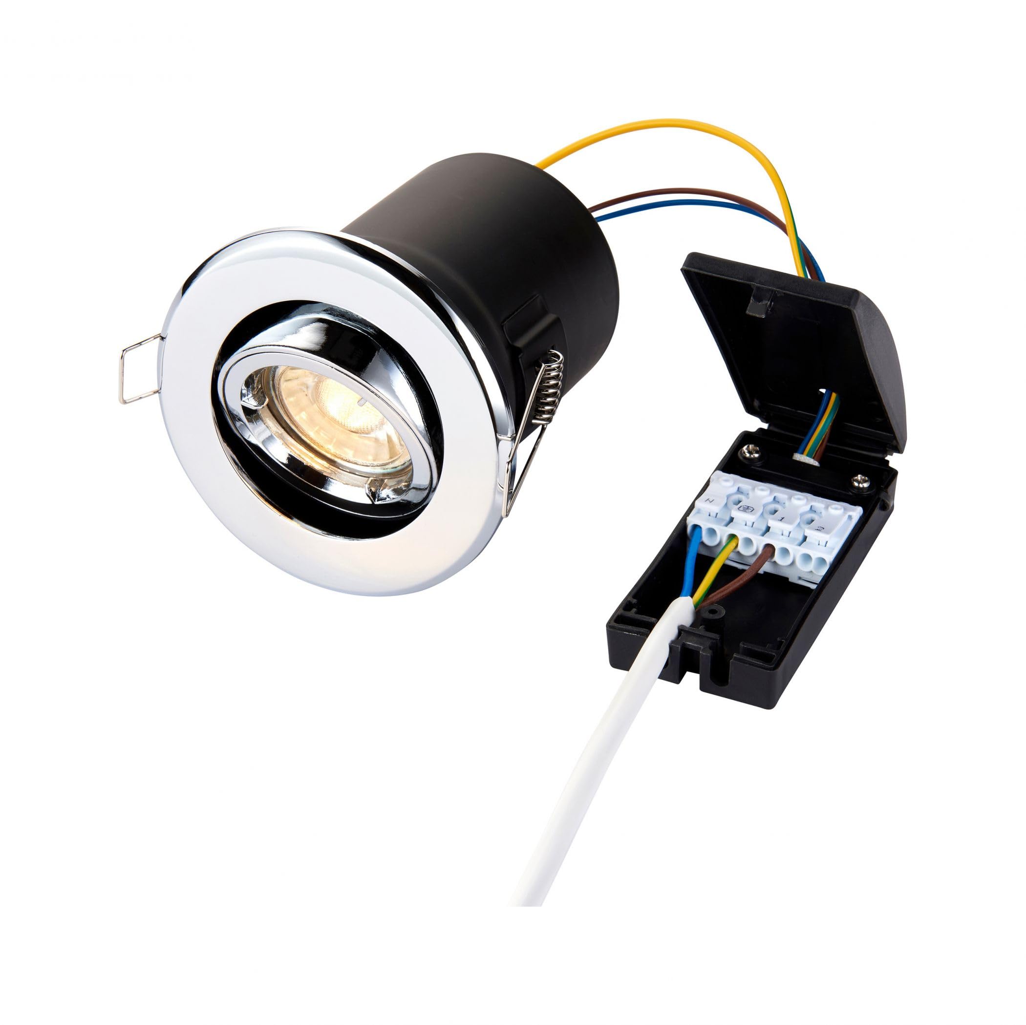 Saxby 50682 50W shieldPLUS MV Tilt Recessed Fire Rated Downlight GU10 Ceiling Spotlight - Chrome