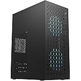 matx case,itx case,High Airflow Micro ATX PC Case, Support MATX, Mini-ITX, Micro ATX case Slim with USB2.0x2 I/O Port, Black