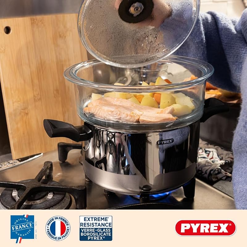 ® - Cesto a Vapore + Coperchio - Cucina a Vapore per Una Cucina Sana e gustosa! Prodotto in Francia