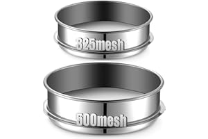 Saysurey 2 Pcs 325/500 Mesh Lab Sieve 325 (0.045mm) /500 (0.03mm) Aperture Stainless Steel Test Sieve, 6''/8'' Diameter Economy Standard Analysis Sample Test for Lab Industrial Home