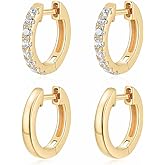 Jewlpire 14K Gold Plated Hoop Earrings Set for Women, Hypoallergenic Small Hoop Earrings for Women 20mm Gold Hoops Earring Set