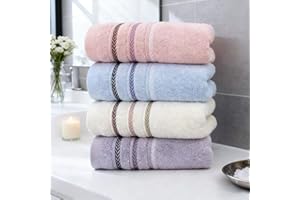 Pure Cotton Wash Cloths Face Cloths,100% Cotton,4-Pack 4 Colors,13x28 Inches (Blue,Beige,Grey,Pink)