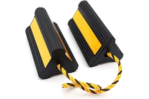 Vacallity Wheel Chocks for Travel Trailers, Heavy Duty Rubber Wheel Chocks with Rope&Yellow Reflective Tape, Tire Chock Blocks Wheel Stopper for Cars Trucks Aircraft Camper Trailer RV Accessories