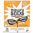 Molly’s Suds Laundry Detergent Sheets | Gentle on Sensitive Skin, Powerful Bio-Based Enzymes, Stain-Fighting | Liquidless & Plastic-Free Packaging | 70 Loads (Citrus Grove)
