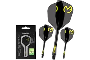 WINMAU Darts Fusion Integrated Flight & Shaft System - No.6 Shape and Design - Available in Short, Intermediate & Medium - Bl