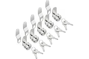 TYI Cabinet Cam Lock Set, 5 Pack Keyed Alike 5/8 Inch Cylinder Cam Locks Secure Mailbox File Drawer Dresser RV Compartment Lock Tool Box Replacement Hardware, Chrome-Finish Zinc Alloy