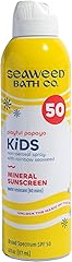 Seaweed Bath Co Kids Mineral Sunscreen Spray SPF 50 - Zinc Oxide Tear Free Sunblock for Children - Lightweight Water Resistan