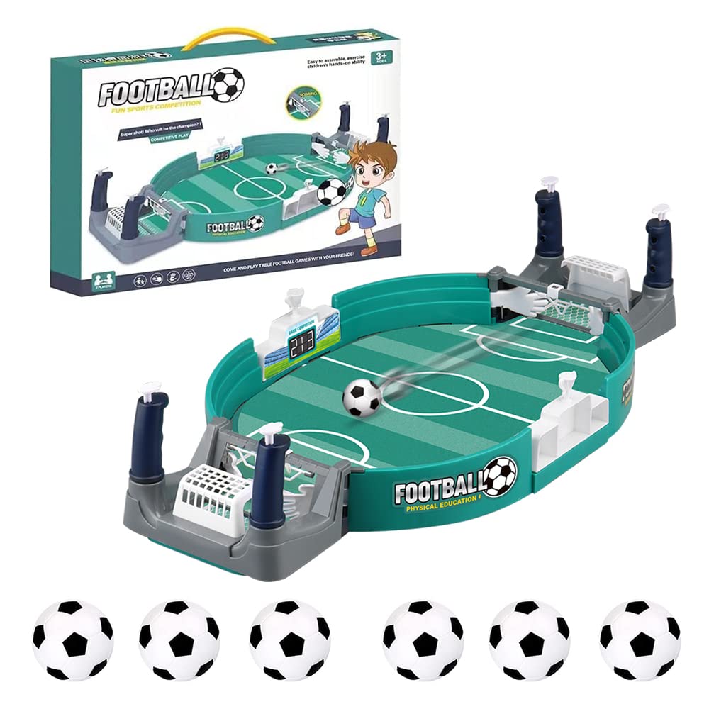 Mini Table Soccer Game, 57x28cm Tabletop Football Game Toy With 6 Pcs Mini Football, Desktop Interactive Soccer Game Toy World Cup 2022 Gift for Kids Adults
