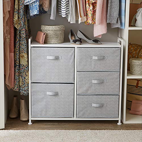Amazon Basics Fabric 5Drawer Storage Organizer Unit for Closet, White