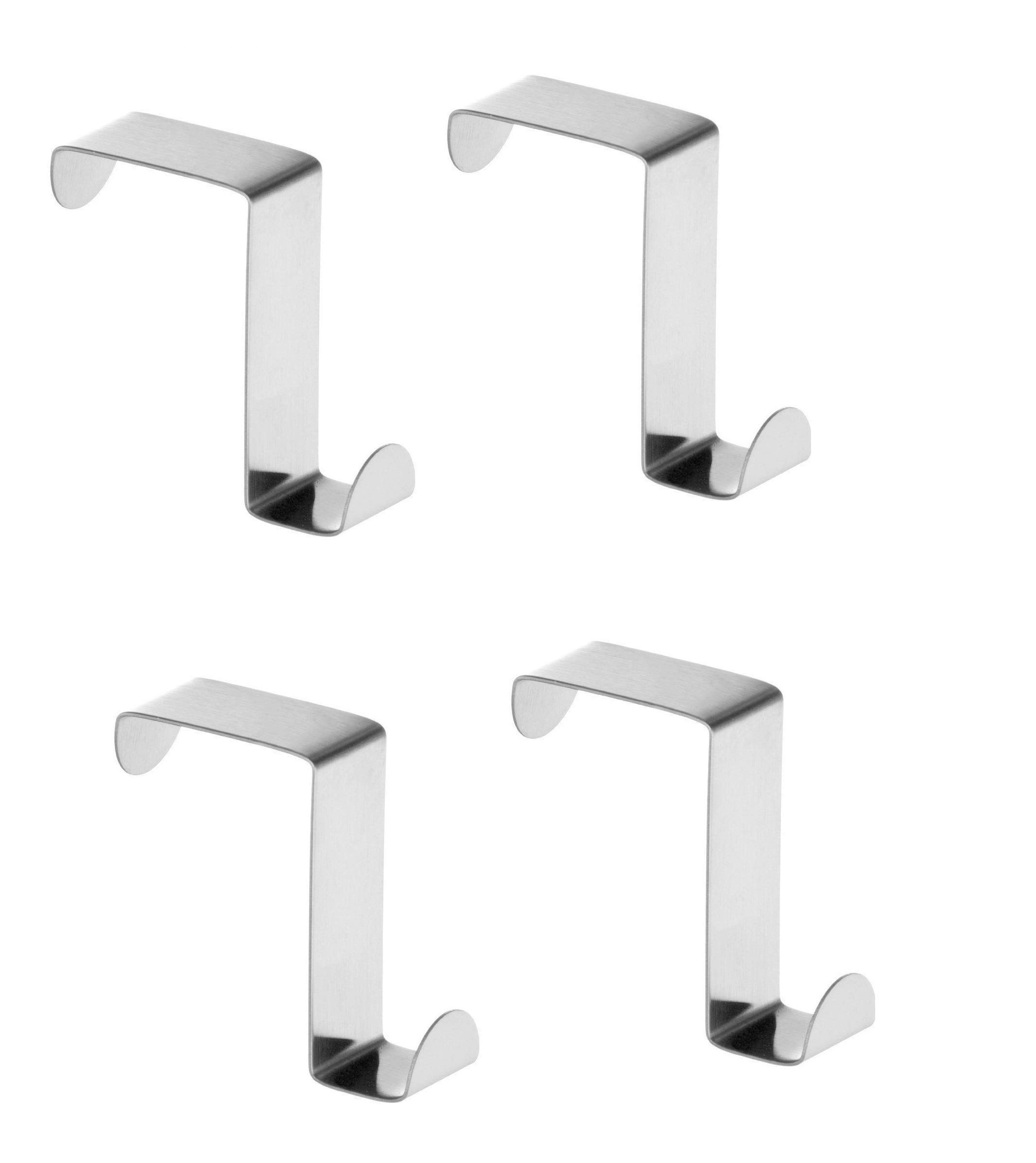 WHITE BERRY Over The Door Hooks Over Cabinet Door Hooks Heavy Duty Z-Shaped Hanging Hooks Versatile Coat Hooks for Kitchen Bathroom Bedroom Office Pack of 4.