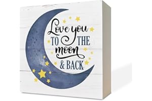 RAZPAH Inspirational Wooden Nursery Decor - Star Moon Signs for Kids Room & Family Love - 'Love You to the Moon and Back'
