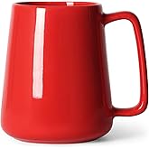 Smilatte 24 OZ Large Coffee Mug, Nice Ceramic Boss Tea Cup with Big Handle for Dad Men Women, Unique Style For Any Kitchen, Red