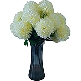 TransBloom Large Artificial Kiku Flowers, Artificial Chrysanthemum Ball, 18 Heads Green Silk Stems, 15.5 Inch, Indoor Floral Arrangement for Home Decor, Living Room, Vase Centerpiece (Light Green)