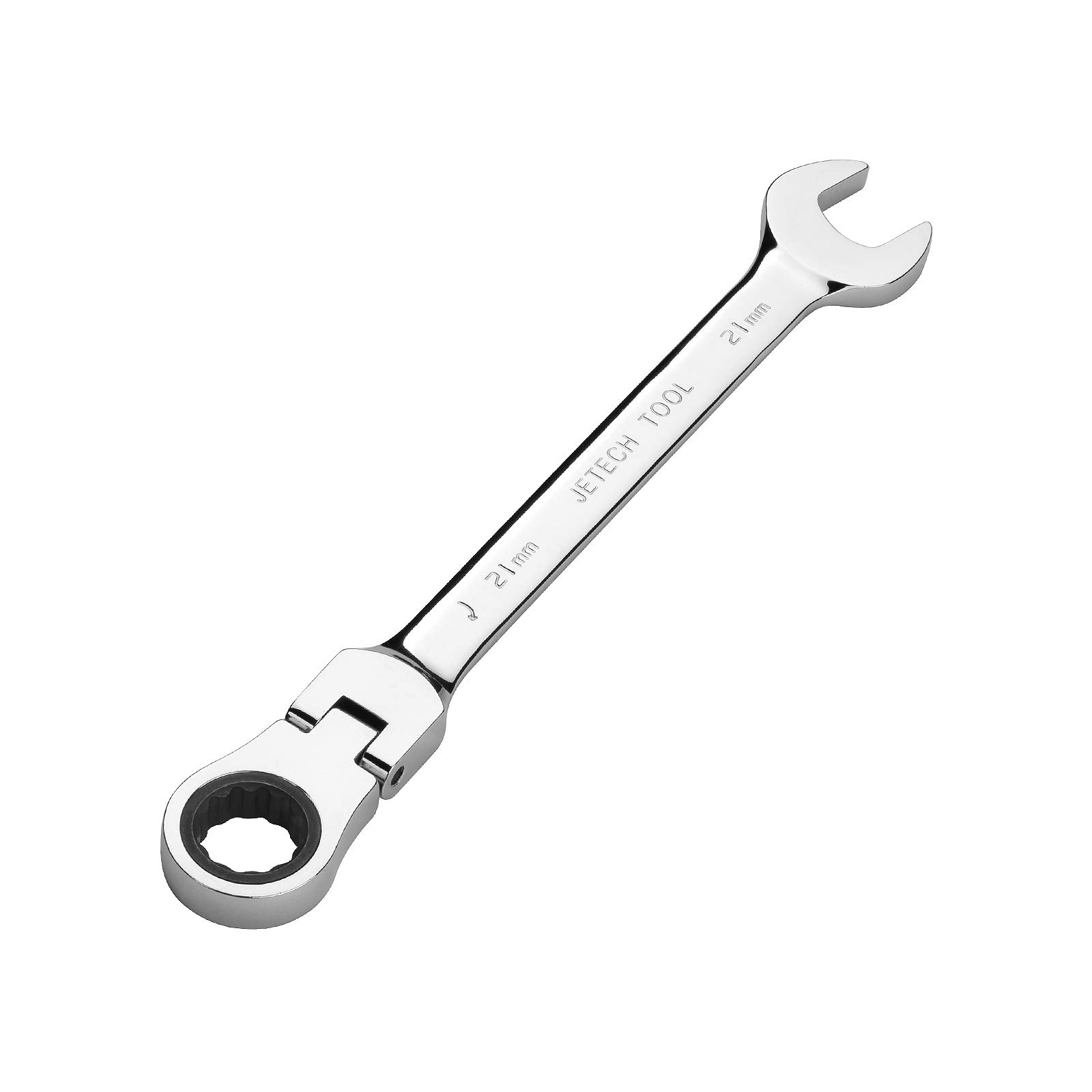 Jetech 21mm Flexible Head Gear Wrench, Industrial Grade Ratcheting Combination Spanner, Forged, Heat-Treated Cr-V Alloy Steel, Full Polished 12 Point,Metric