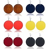 ONLYJUMP 6 Pairs Bohemian Natural Wooden Teardrop Dangle Earrings for Women Retro Lightweight Ethnic Geometric Earrings Handmade Earring Bohemian Statement Jewelry
