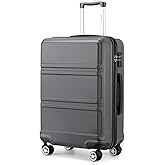 Kono 20" Carry on Luggage with Spinner Wheel TSA Lock, Lightweight PC+ABS Hardside Luggage Durable Small Carry on Suitcase Grey