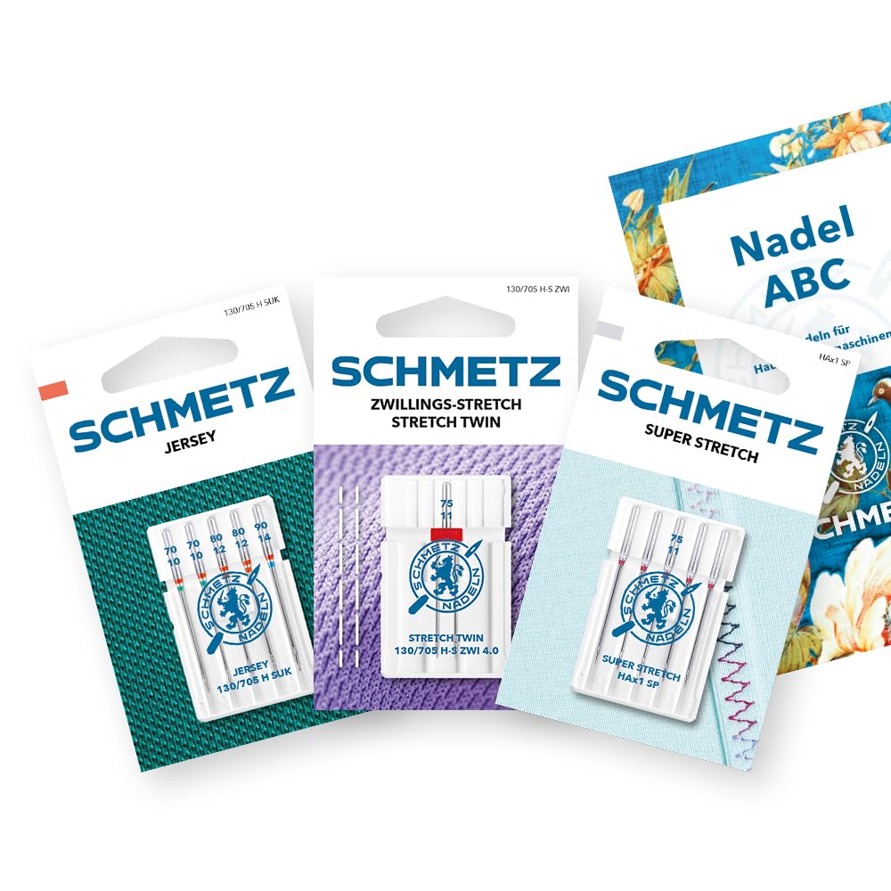 SCHMETZ | 11 Sewing Machine Needles | Jersey Set | Jersey / Super Stretch / Stretch Twin | Assorted | Includes 1 Needle-ABC