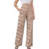 JEAAMKSSER Women’s Wide Leg Trousers Pants High Waisted Black Business Work Straight Leg Long Pants