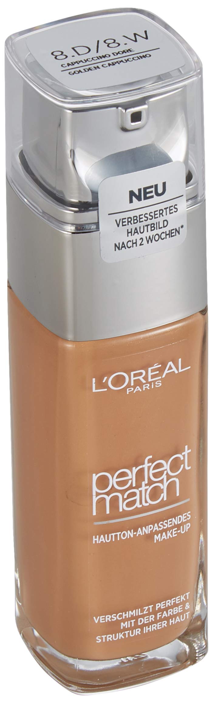 L'Oréal Paris Perfect Match Make-Up, Liquid Foundation with Hyaluronic and Aloe Vera, No. 8.D/8.W Golden Cappuccino, 30 ml — image 1
