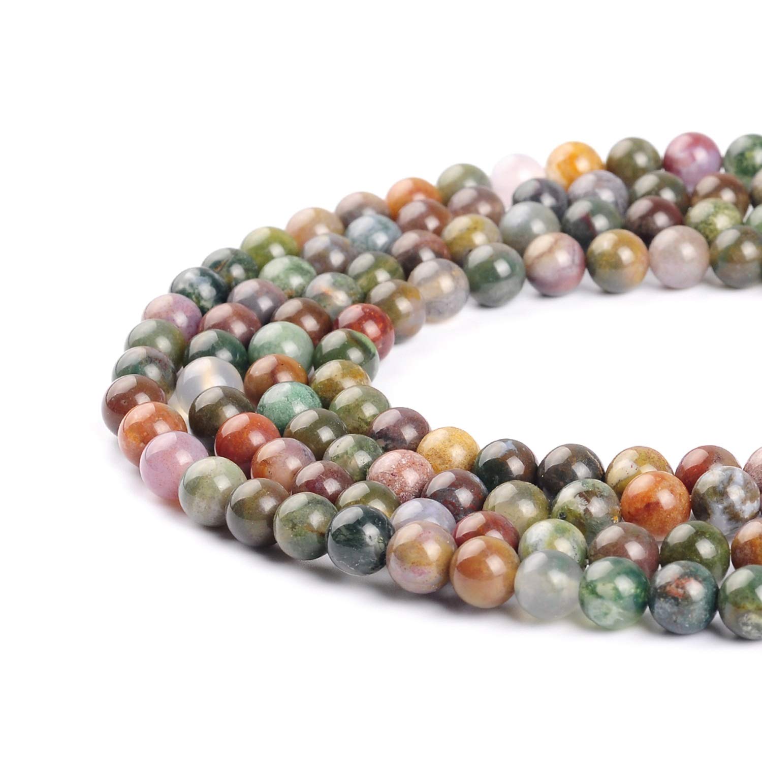 ILVBD Natural Round India Agate Gemstone Beads