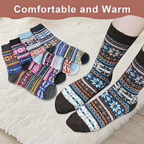 Women Winter Socks Warm Womens Socks Wool Socks Gift Socks Warm for Women Vintage Casual Crew Socks 5 Pairs