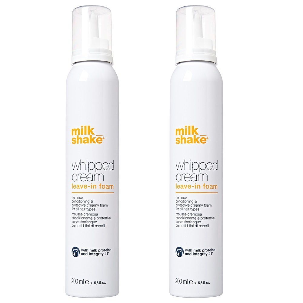 Milk shake whipped cream leave in foam, duo pack of 2 x 200 ml, conditioning and protective creamy foam for all hair types, 400ml