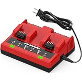 BECDXPal 18V Dual Port Charger Replacement for Mil-Waukee M 18 Battery Charger 48-59-1802 for Mil-Waukee 18V Battery 48-11-1850 48-11-1840 48-11-30 48-11-20