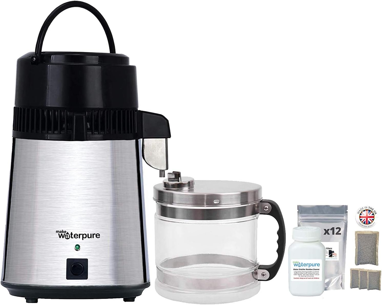 * Water Distiller [New 2020 Superior Machine] +Glass Jug +Residue