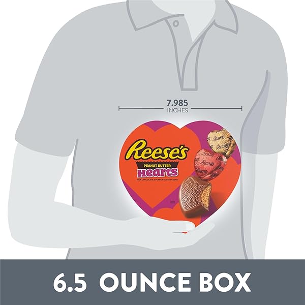 REESE’S MILK CHOCOLATE PEANUT BUTTER CREME HEARTS, VALENTINE’S CANDY GIFT BOX, 6.5 OZ