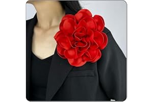 ZMANYIJEW Dainty Fabric Rose Flower Large Brooch Lapel Pins,Delicate Elegant Silk Camellia Flower Oversized Brooch Pin for Women,Camellias Flower Hair Clip and Brooch Pin 4.3in/7.5in
