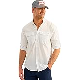 HUK Mens Next Level Solid Long Sleeve Fishing Button Down Shirt for Men