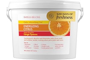 SMELLS BEGONE 1-Gallon Odor Absorber Gel - Air Freshener & Odor Eliminator for Homes, Garages & Commercial Buildings - Industrial Size - Energizing Citrus Scent