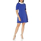 Aphratti Women's Short Sleeve Peter Pan Collar Cute Skater Dress Fit and Flare A-Line Casual Dresses