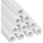 D-Line 32.8ft Cable Raceway, Self Adhesive Cord Cover, Hide Surface Wires, Paintable - 10x 0.63in (W) x 0.63in (H) x 39in Lengths - White